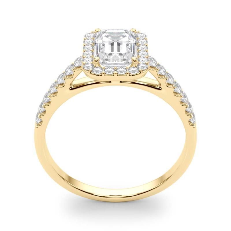 Women's GIA Certified 1.80 Carat Emerald Halo Pave 18K Yellow Gold Diamond Ring For Sale