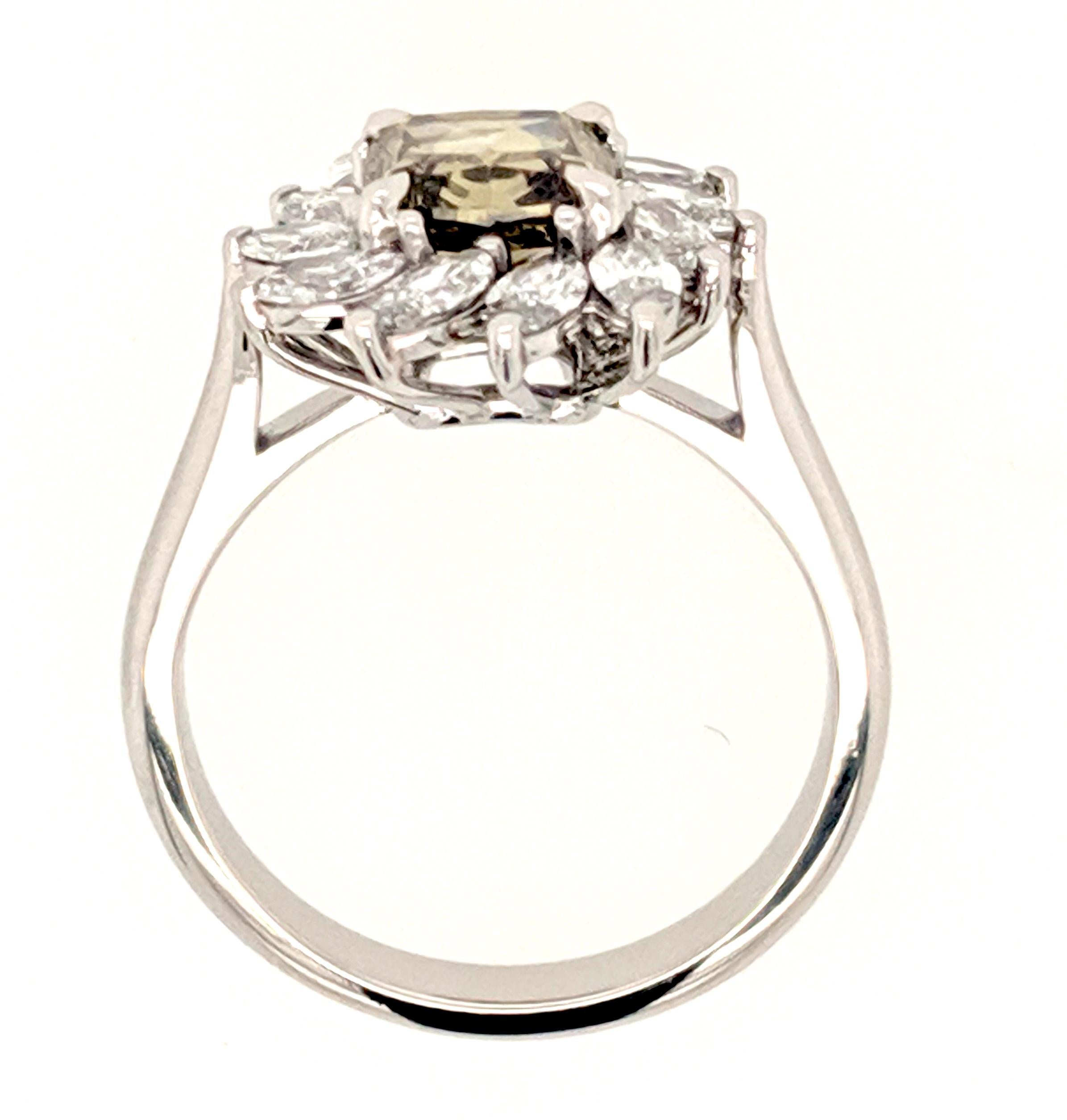 Women's GIA Certified 1.80 Carat Fancy Dark Brown-Greenish Yellow Diamond Cocktail Ring For Sale