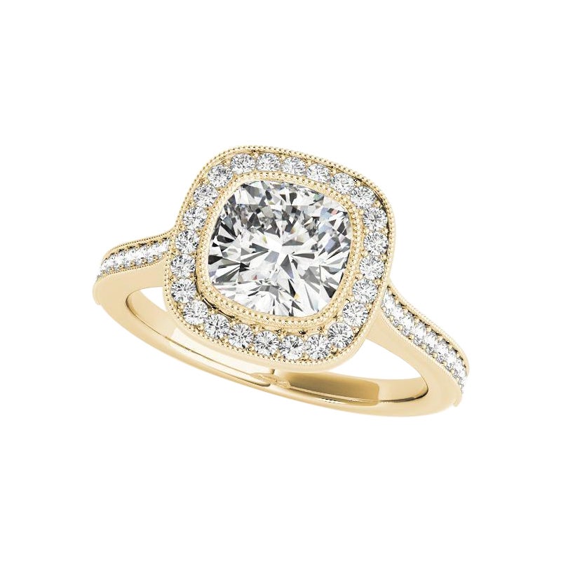 Anello con diamante a forma di cuscino della cattedrale, certificato dalla GIA, da 1,80 carati