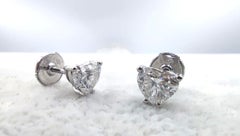 GIA Certified 1.80 Carat Heart Cut Shape Diamond Studs E/F Color VS2 Clarity