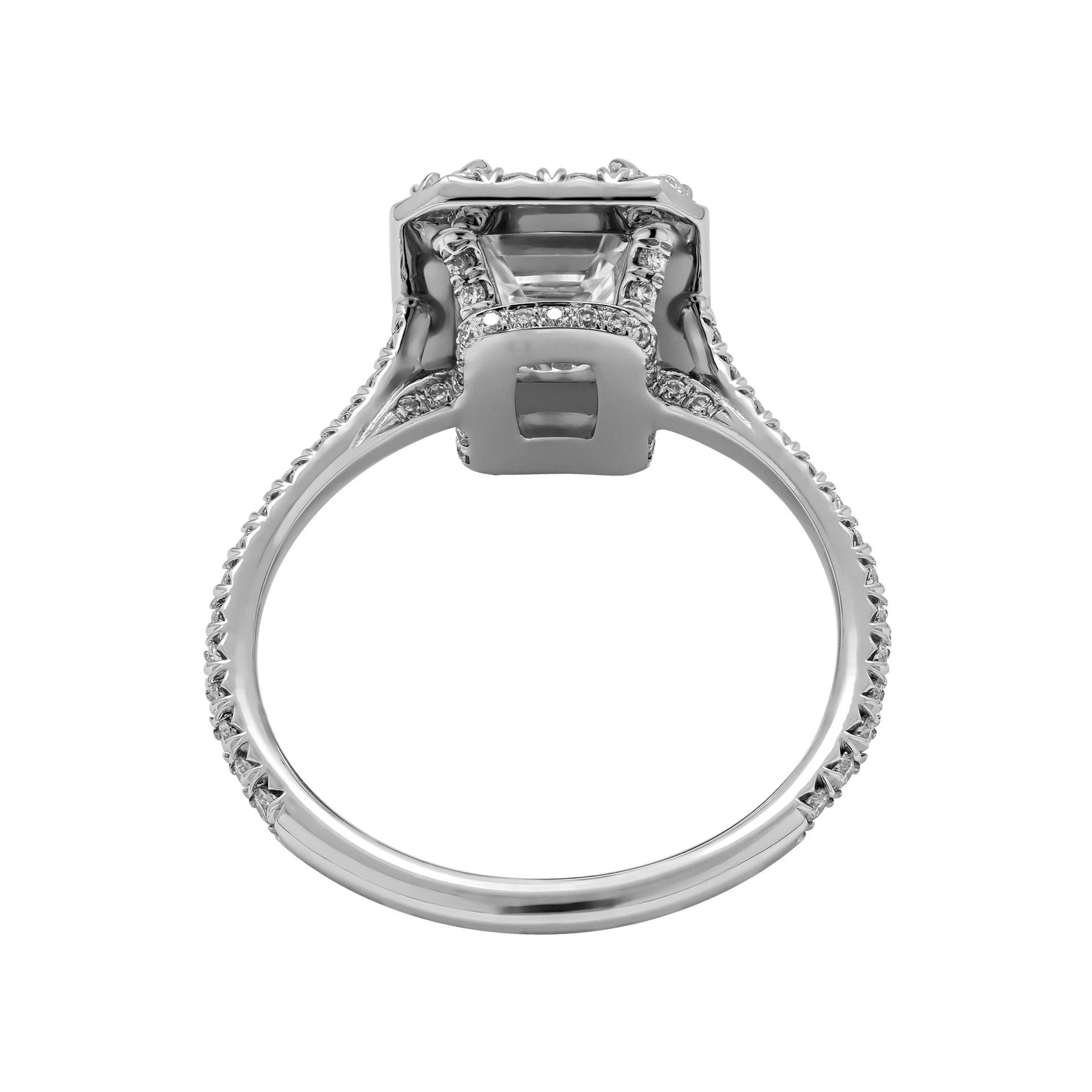 Taille émeraude Bague de fiançailles avec diamant taille émeraude certifié GIA de 1,80 carat I VVS1 en vente