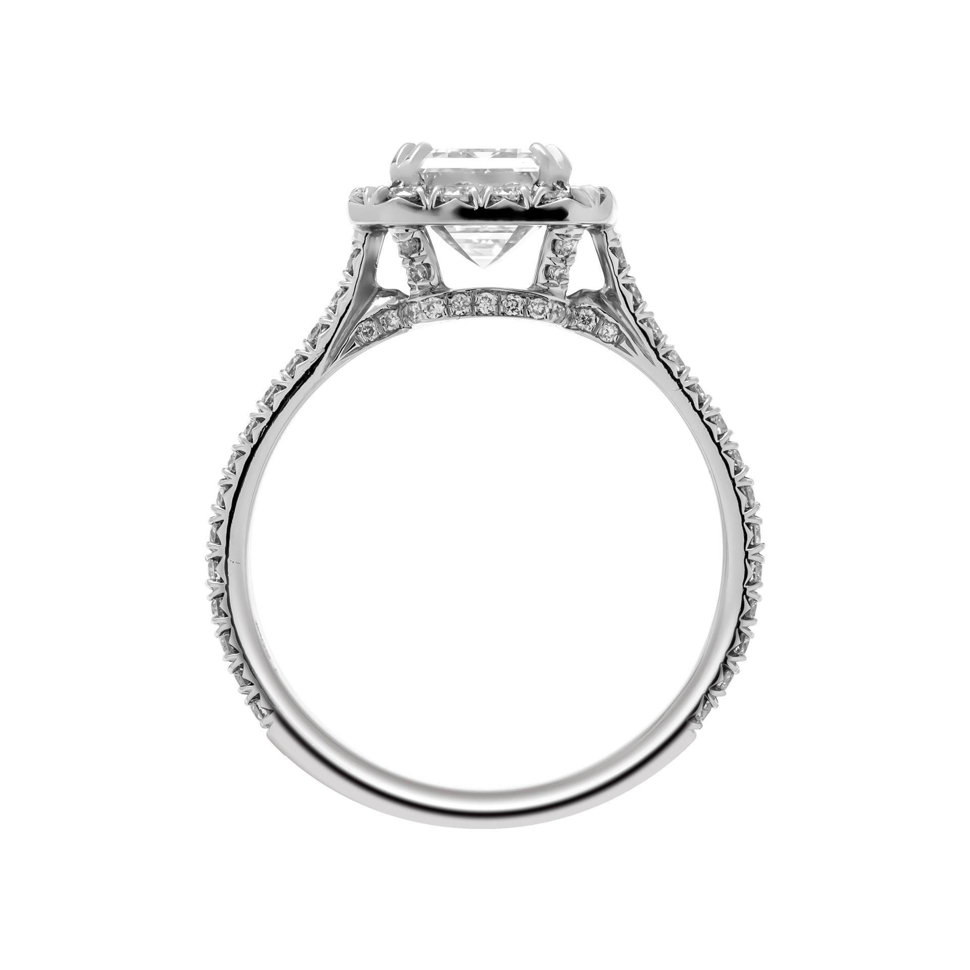 GIA Certified 1.80 Carat I VVS1 Emerald Cut Diamond Engagement Ring In Excellent Condition For Sale In New York, NY