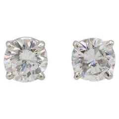GIA Certified 1.80 Carat Natural Round Diamond Platinum Stud Earrings