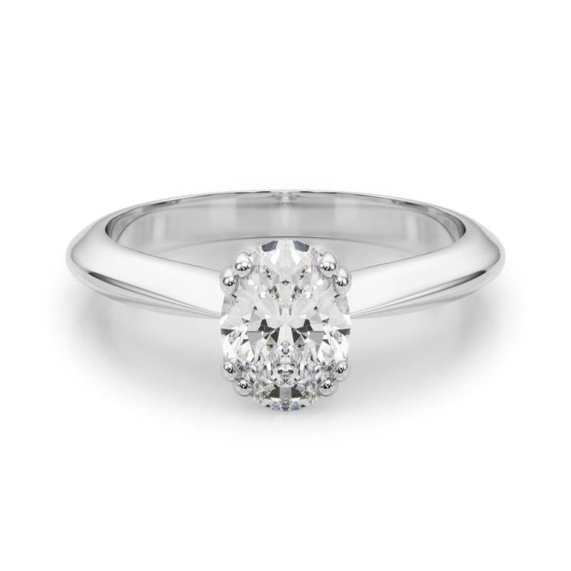 Contemporaneo Anello con diamante solitario ovale Tulipano Cattedrale in platino certificato GIA da 1,80 carati in vendita