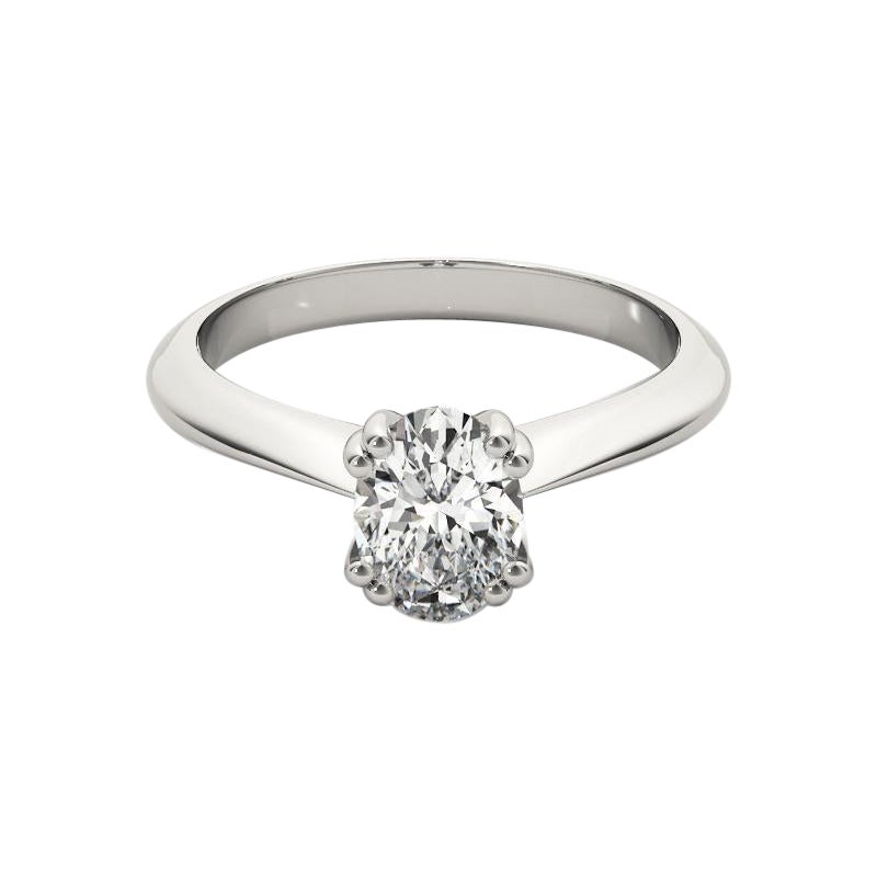 Anello con diamante solitario ovale Tulipano Cattedrale in platino certificato GIA da 1,80 carati in vendita