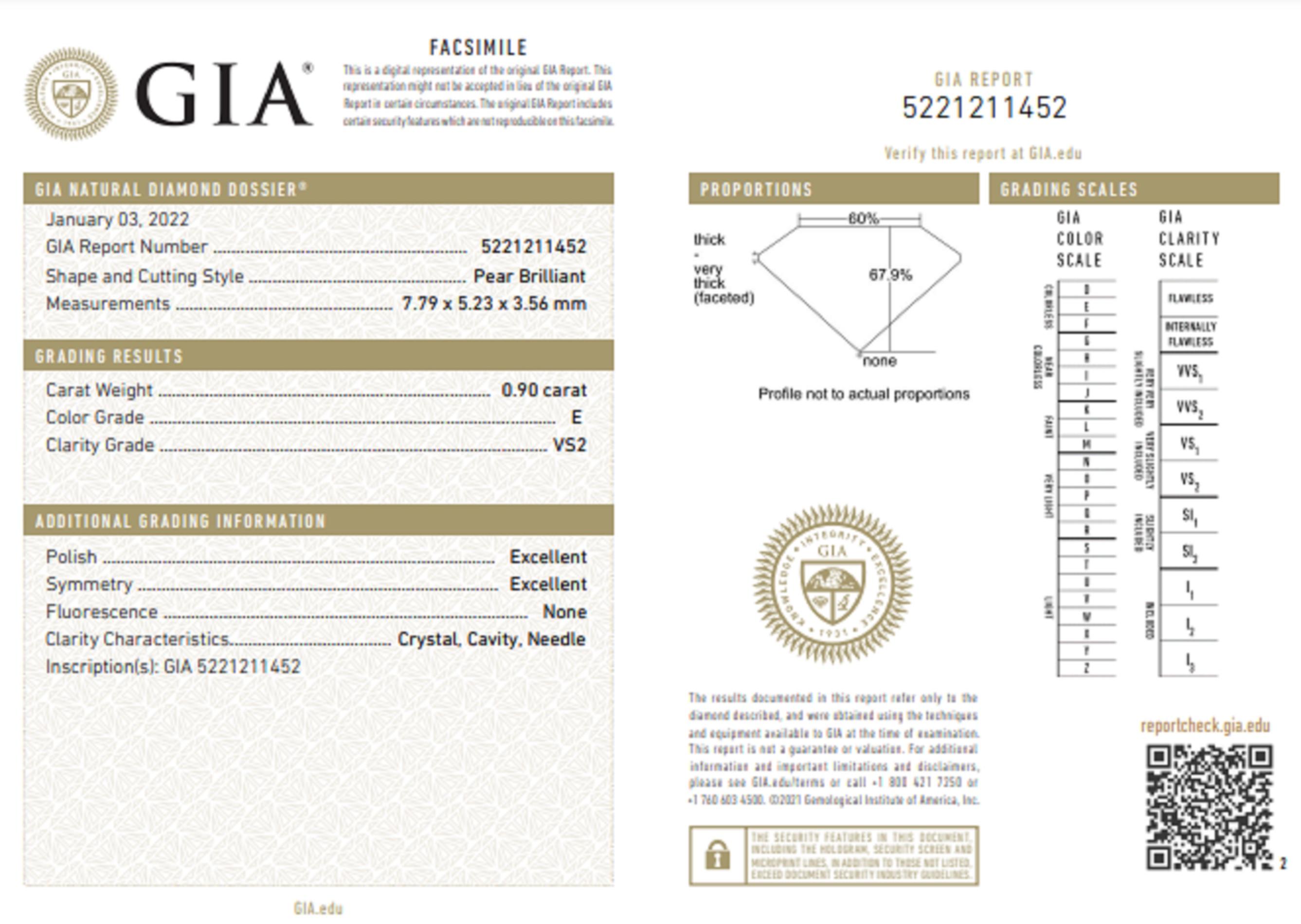 GIA Certified 1.80 Carat Pear Cut Diamond Studs E Color VS2 Clarity In New Condition In Rome, IT