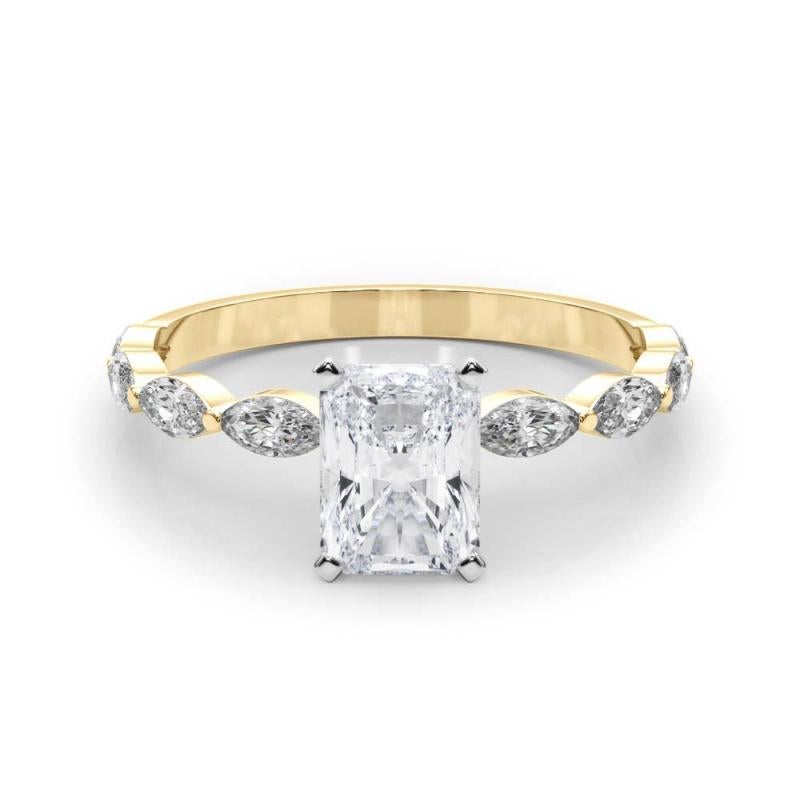 GIA Certified 1.80 Carat Radiant Diamond Band Solitaire Diamond Ring
