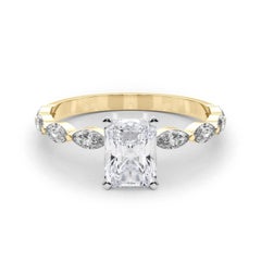 GIA Certified 1.80 Carat Radiant Diamond Band Solitaire Diamond Ring