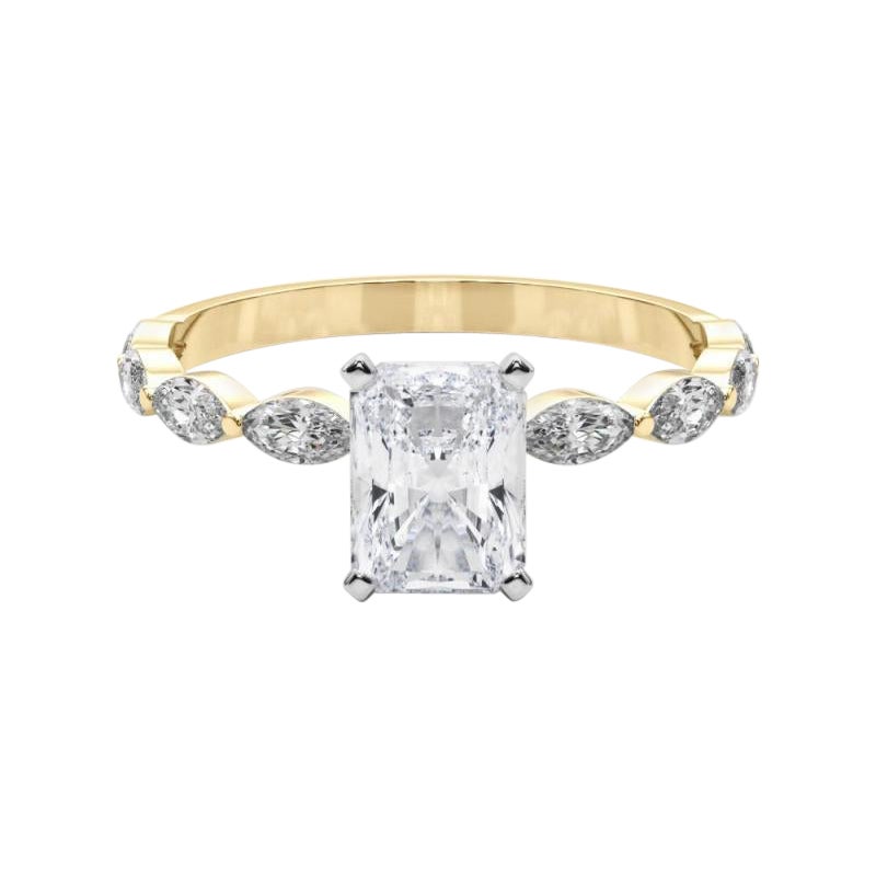 Anello con diamante solitario a fascia con diamante radiante da 1,80 carati certificato GIA