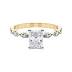 Anello con diamante solitario a fascia con diamante radiante da 1,80 carati certificato GIA
