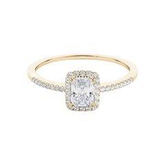 Bague à diamants certifiée GIA de 1.80 carats en forme de halo rayonnant et de panier filigrané