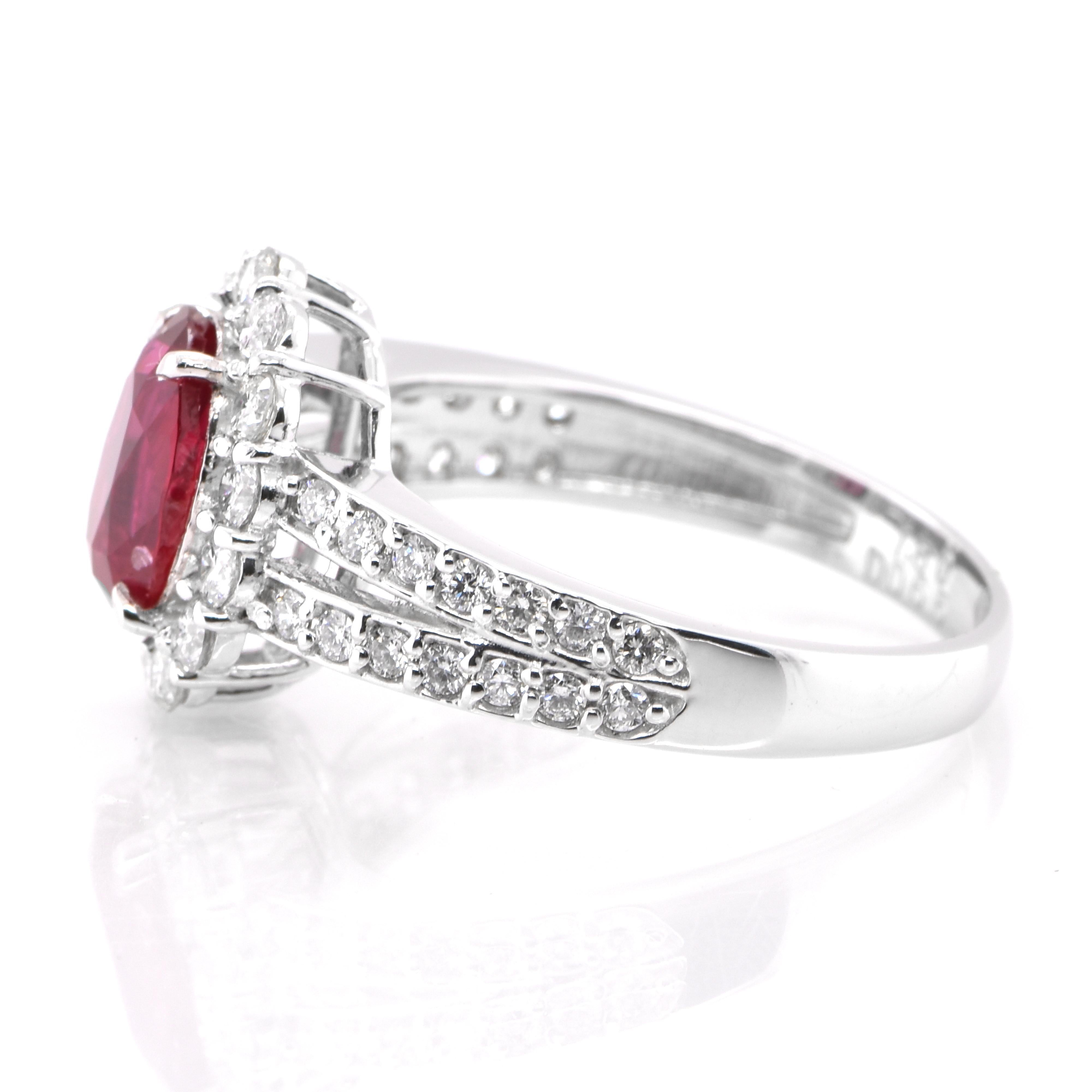 GIA-zertifizierter 1,80 Karat Siam 'Thailand' Rubin-Ring aus Platin (Ovalschliff)