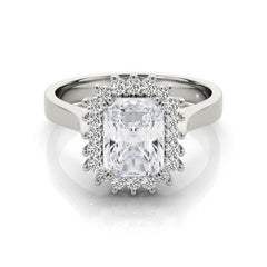 Anello di diamanti in platino con diamante radiante vintage a grappolo da 1,80 carati certificato GIA