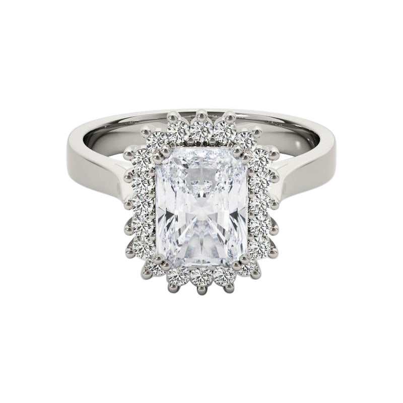 Anillo de diamantes en platino con racimo radiante vintage de 1,80 quilates certificado por el GIA en venta