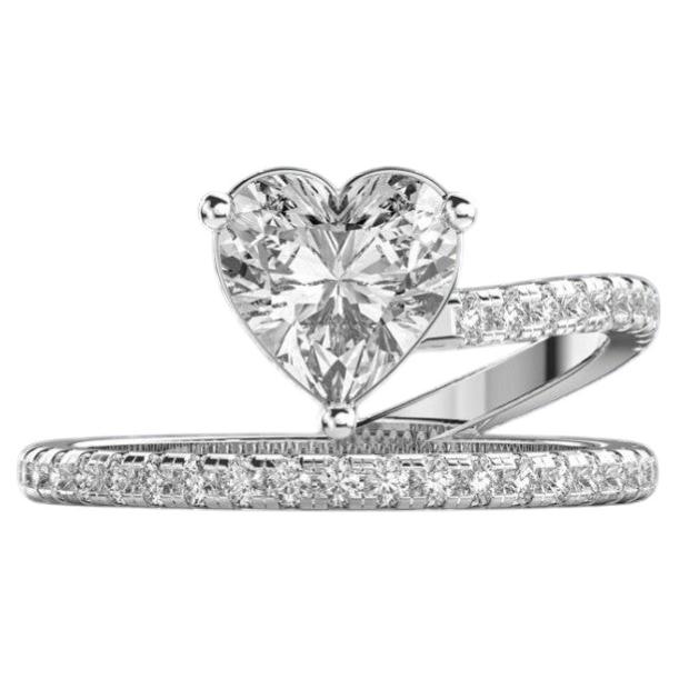 GIA zertifiziert 1,80 Karat F/VS1 Herz Diamanten Pavé Band Ring in 18K Weißgold