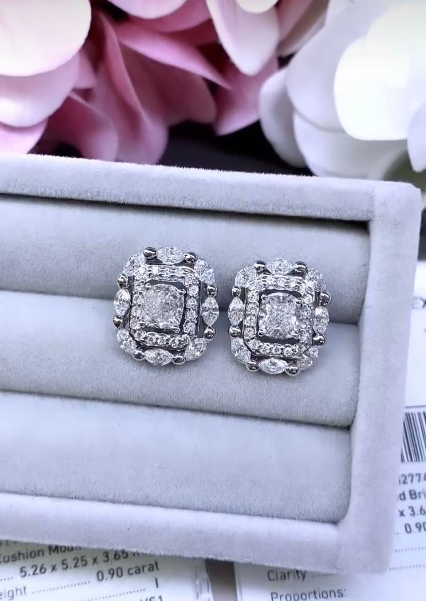 GIA Certified  1.80 Carats Natural  Diamonds 18K Gold Earrings In New Condition For Sale In Massafra, IT
