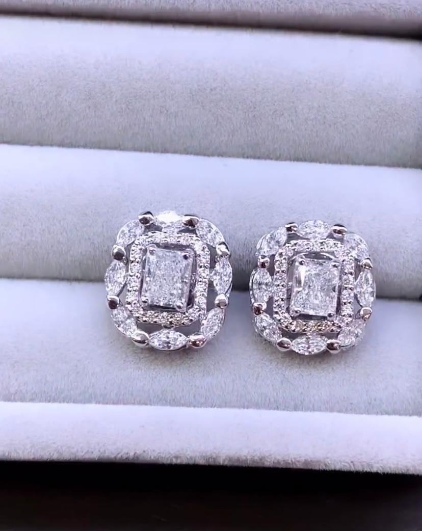 GIA Certified  1.80 Carats Natural  Diamonds 18K Gold Earrings  For Sale 1