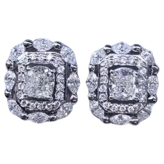 GIA Certified  1.80 Carats Natural  Diamonds 18K Gold Earrings  For Sale