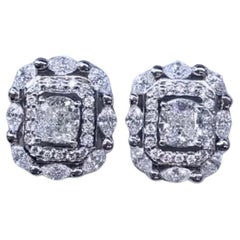 GIA Certified  1.80 Carats Natural  Diamonds 18K Gold Earrings 