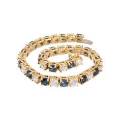 GIA Certified 18.00 Carat Sapphire Diamond Gold Link Tennis Bracelet