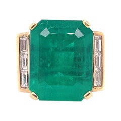 GIA Certified 18.07 Carat Columbian Emerald Diamond Ring