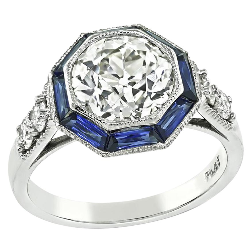 Anello di fidanzamento con zaffiro e diamante certificato GIA da 1.80 carati