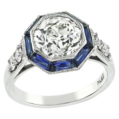 Anello di fidanzamento con zaffiro e diamante certificato GIA da 1.80 carati