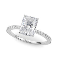 GIA Certified 1.80ct Radiant Hidden Halo Pave Band Platinum Diamond Ring