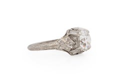 Anillo de compromiso de platino con diamante Art Déco de 1.81 quilates certificado por GIA