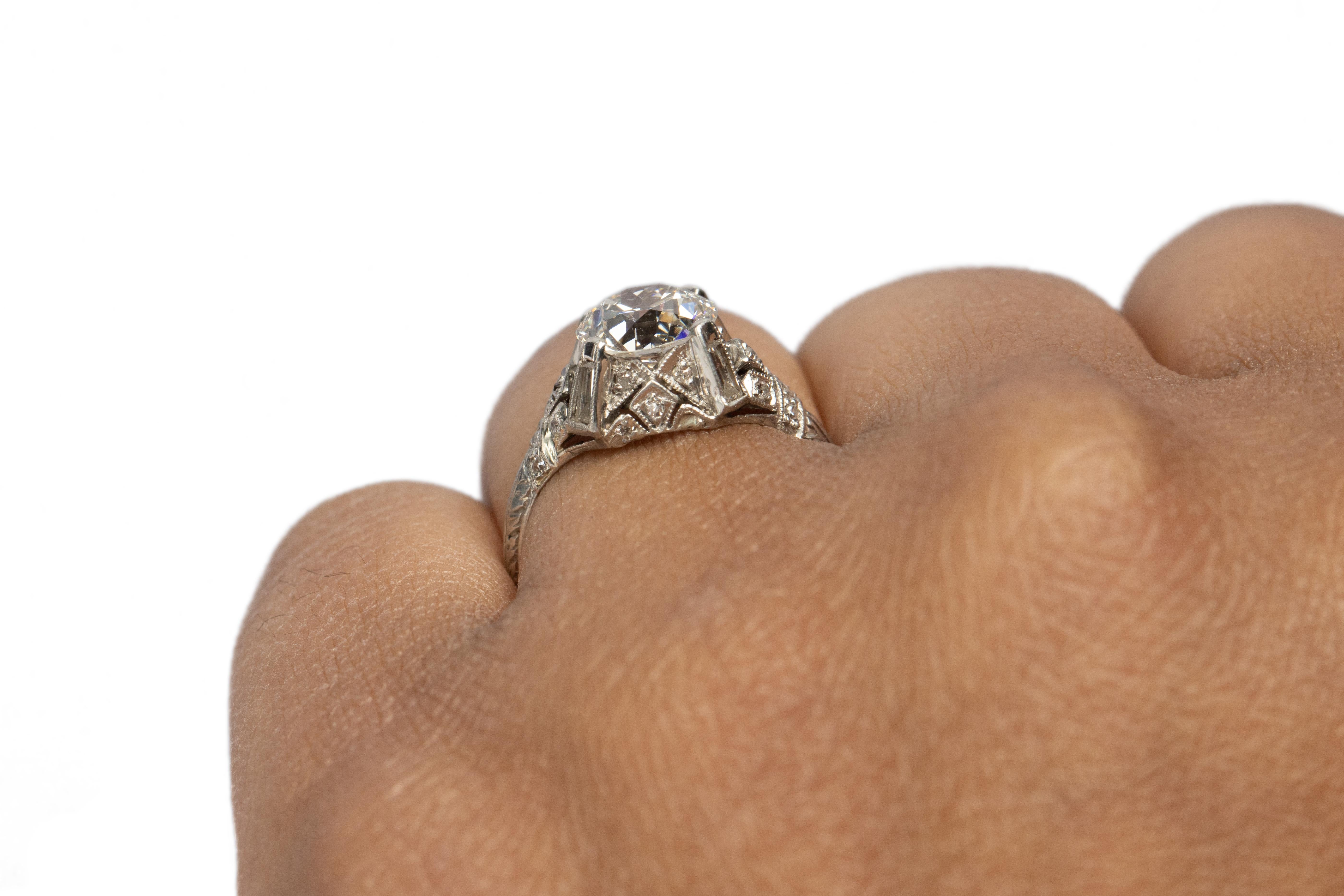 GIA Certified 1.81 Carat Art Deco Diamond Platinum Engagement Ring For Sale 1