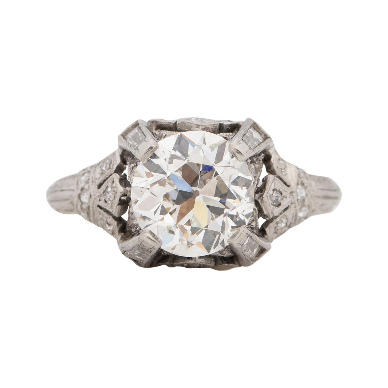 GIA Certified 1.81 Carat Art Deco Diamond Platinum Engagement Ring