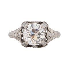 GIA Certified 1.81 Carat Art Deco Diamond Platinum Engagement Ring