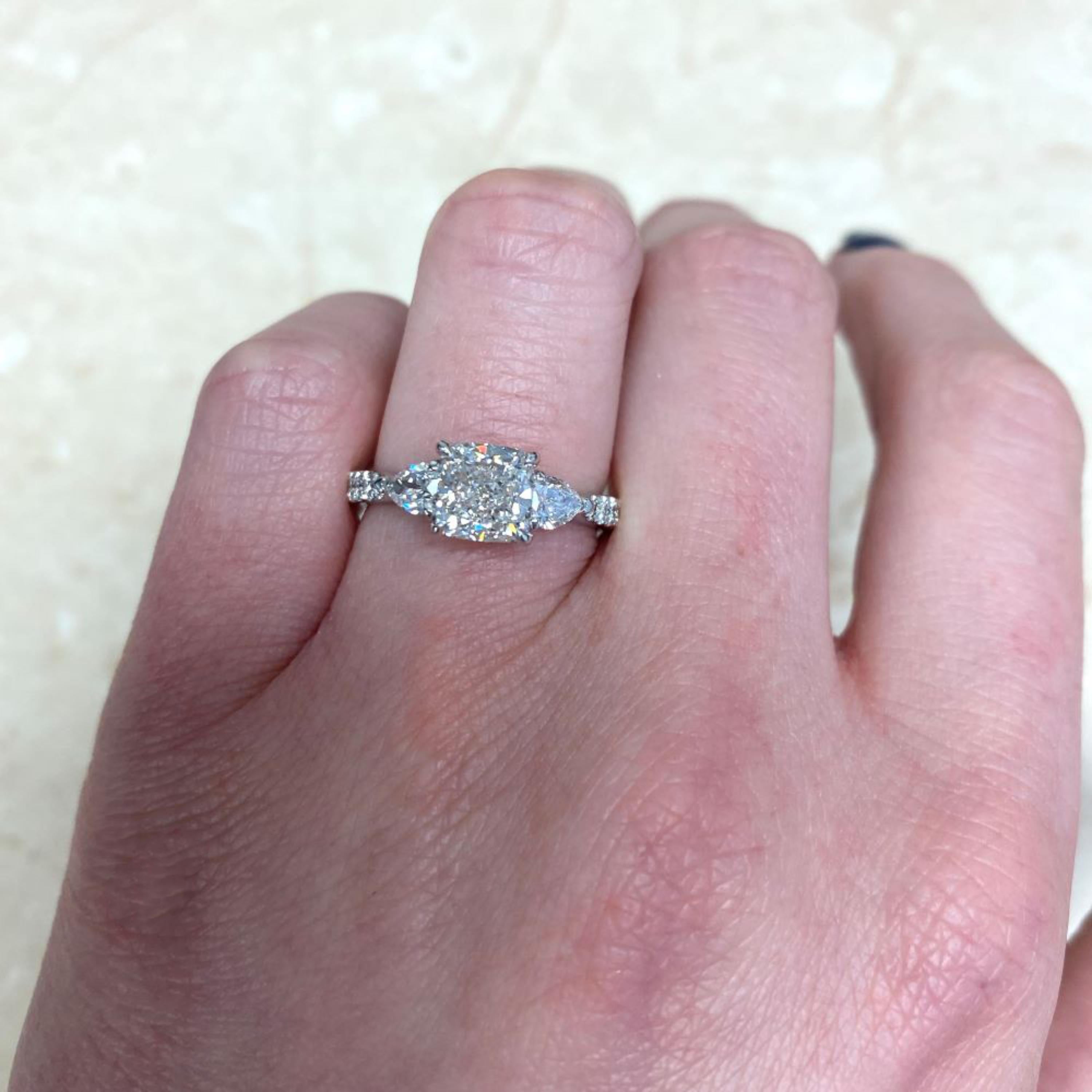 GIA Certified 1.81 Carat Cushion Cut Natural Diamond Bridal Ring in Platinum In New Condition For Sale In Orlando, Florida