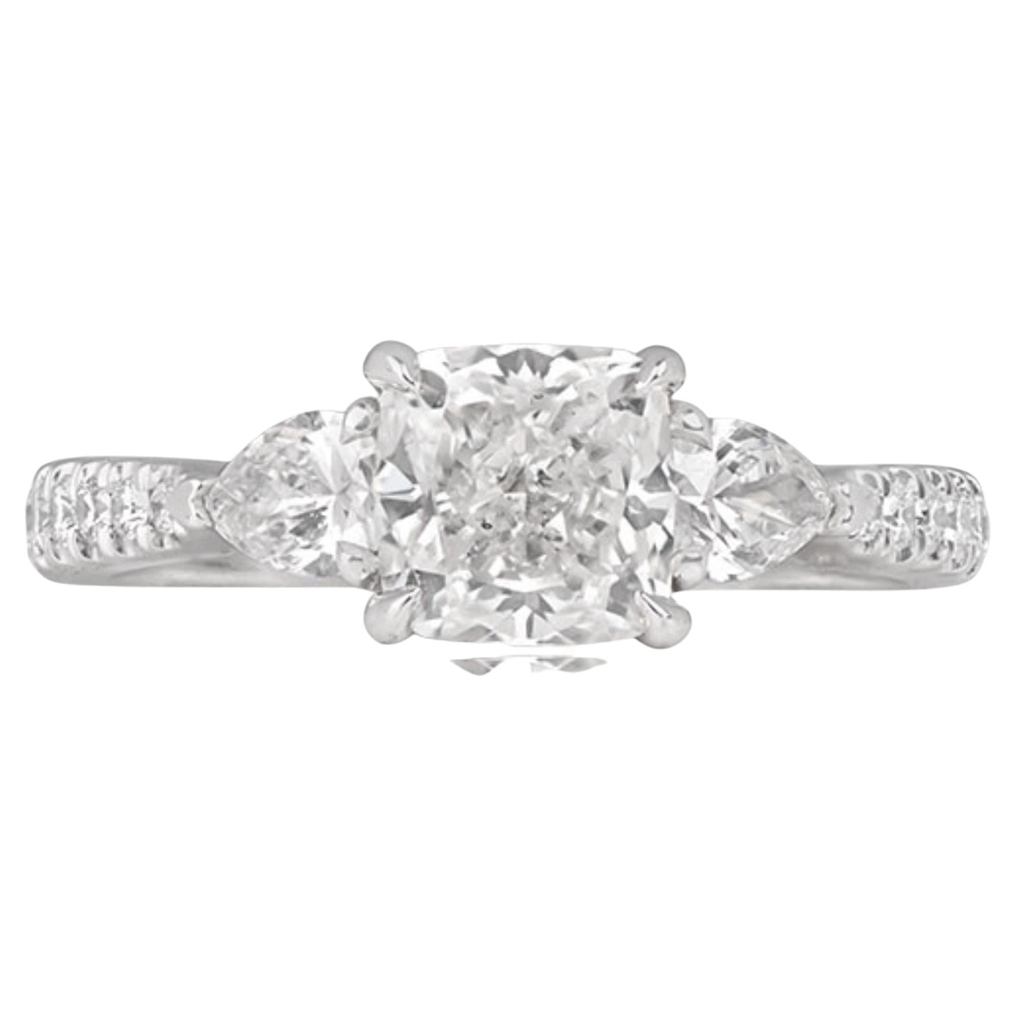 GIA Certified 1.81 Carat Cushion Cut Natural Diamond Bridal Ring in Platinum For Sale