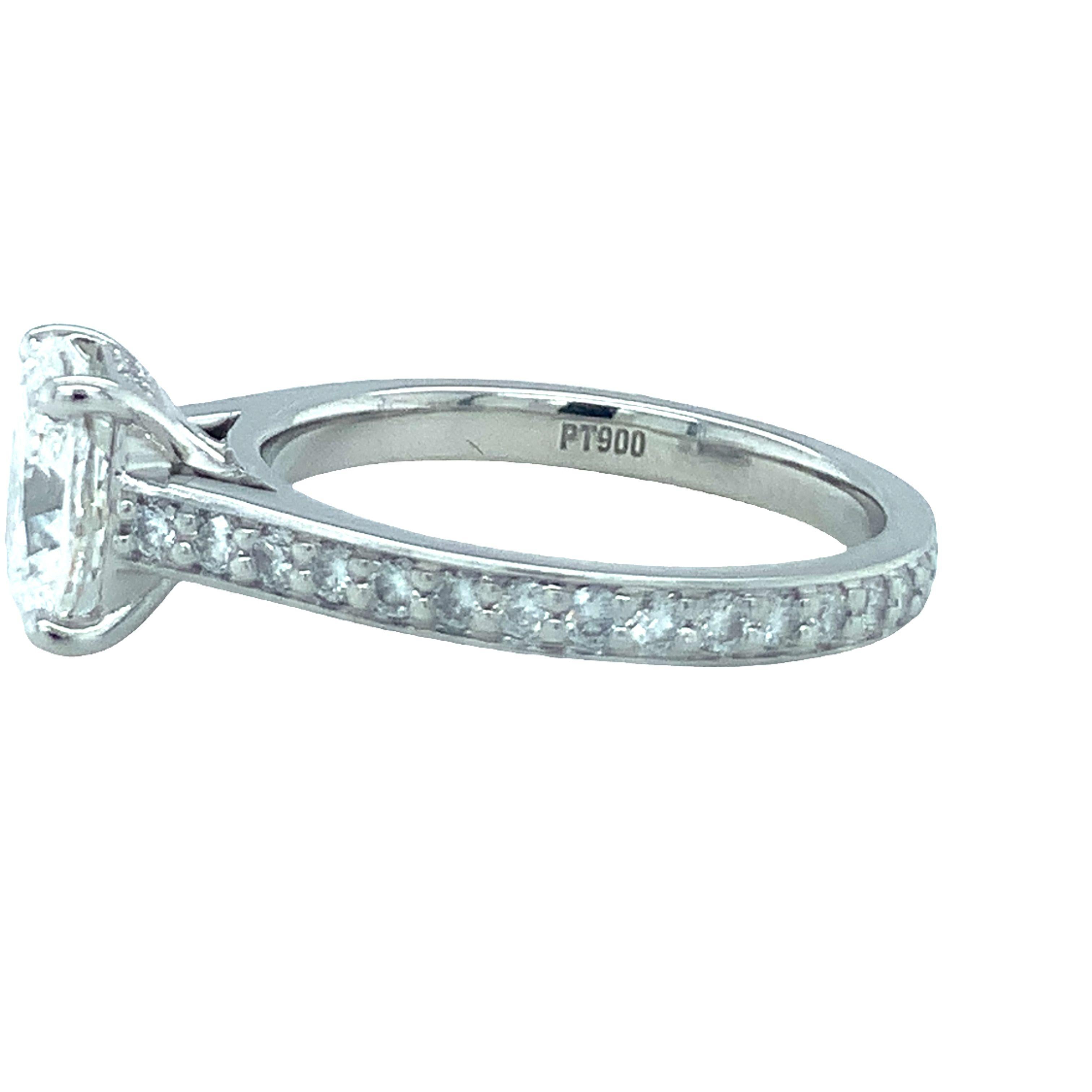Cushion Cut GIA Certified 1.81 Carat Diamond Platinum Engagement Ring For Sale