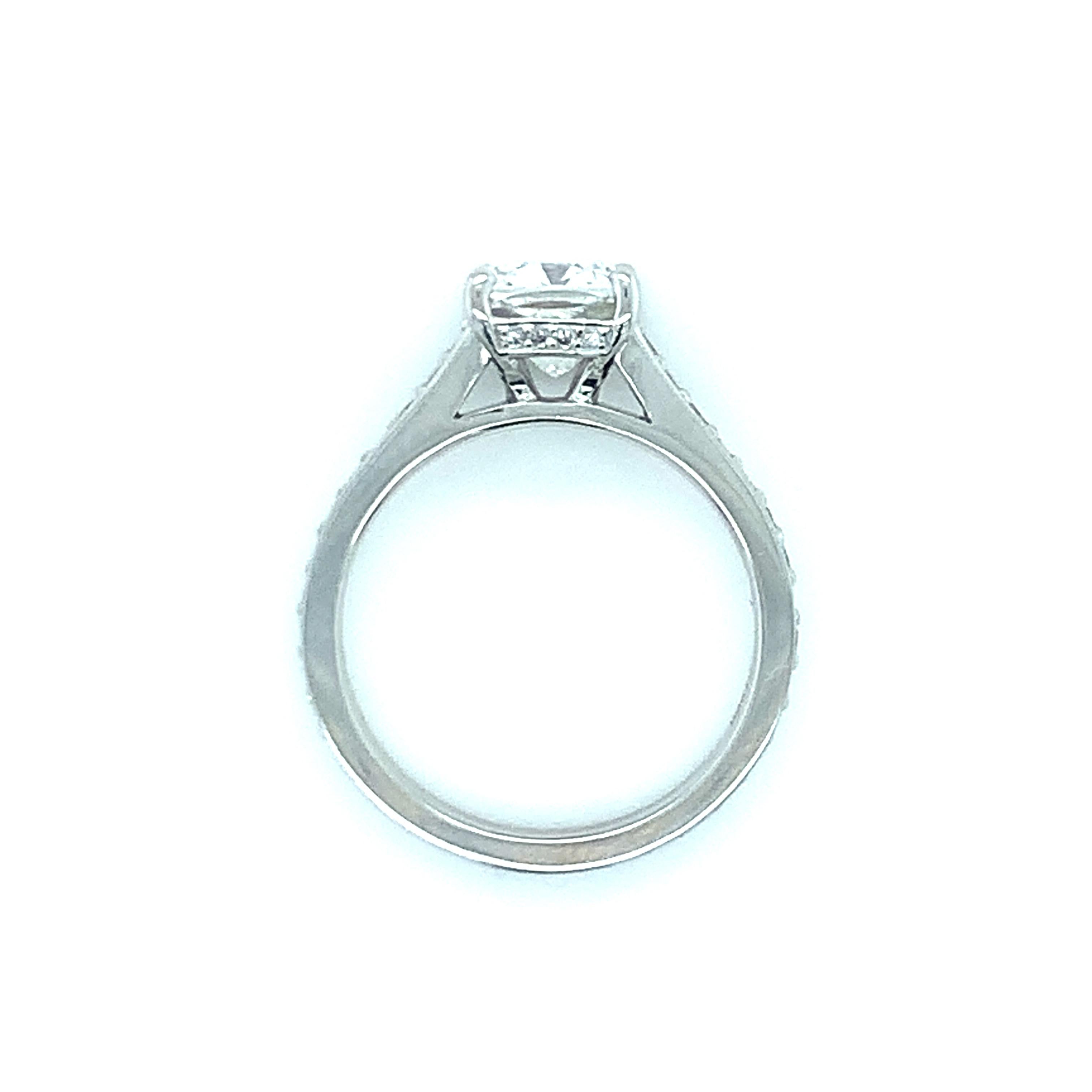 Women's GIA Certified 1.81 Carat Diamond Platinum Engagement Ring For Sale