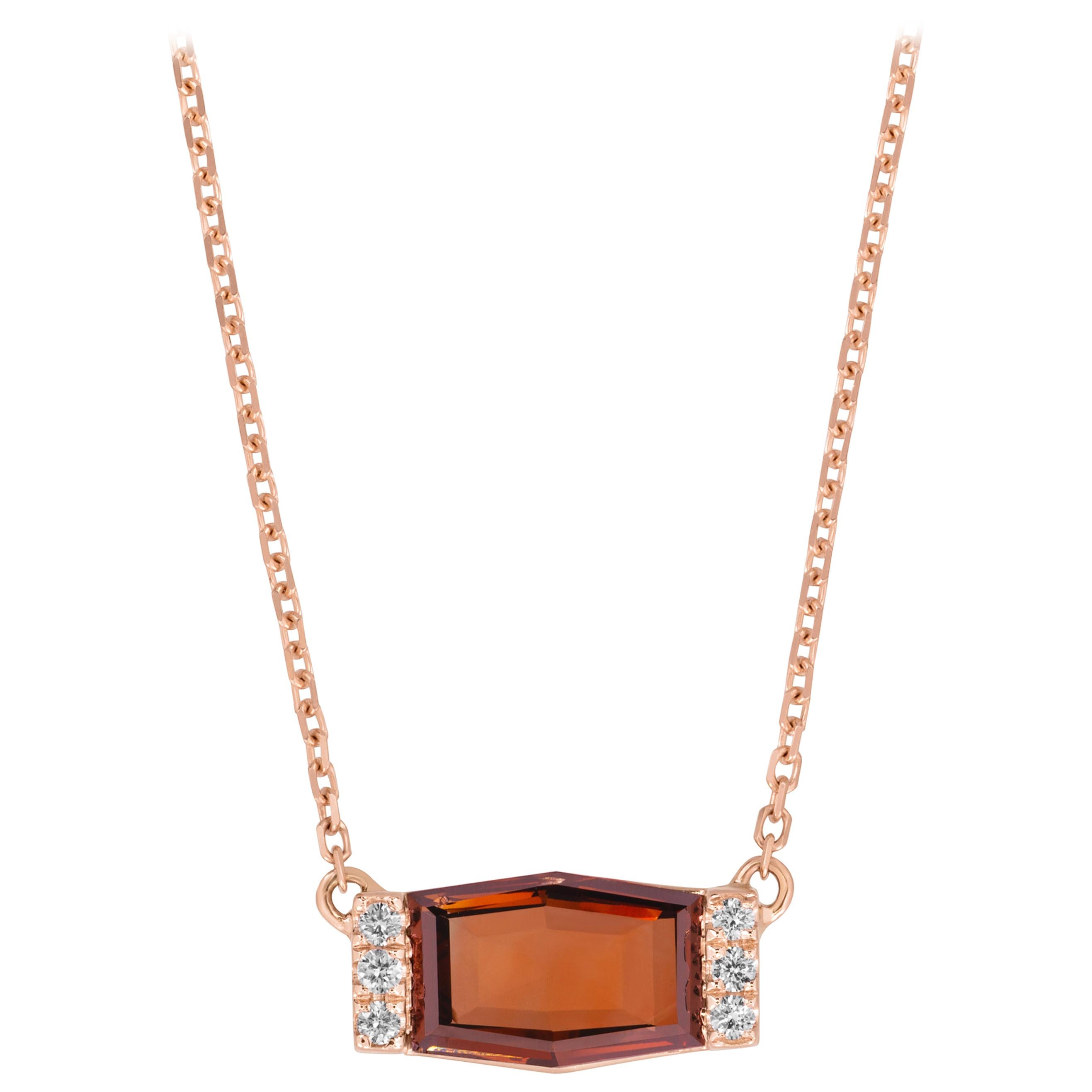 GIA Certified 1.81 Carat Fancy D Orange-Brown Hexagon Diamond Rose Gold Pendant For Sale