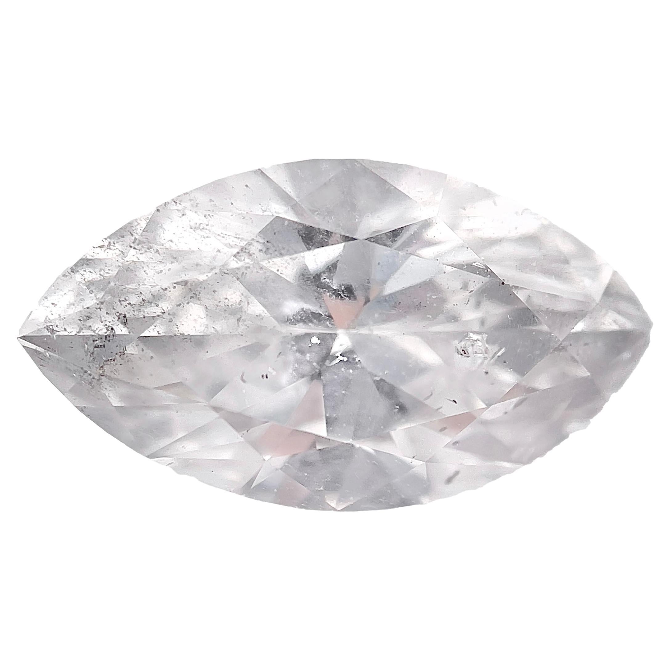 Diamant naturel marquise de 1,81 carat de couleur F et de pureté I1, certifié par le GIA