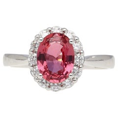 GIA Certified 1.81 Carat No-heat Padparadscha Sapphire & Diamond Ring