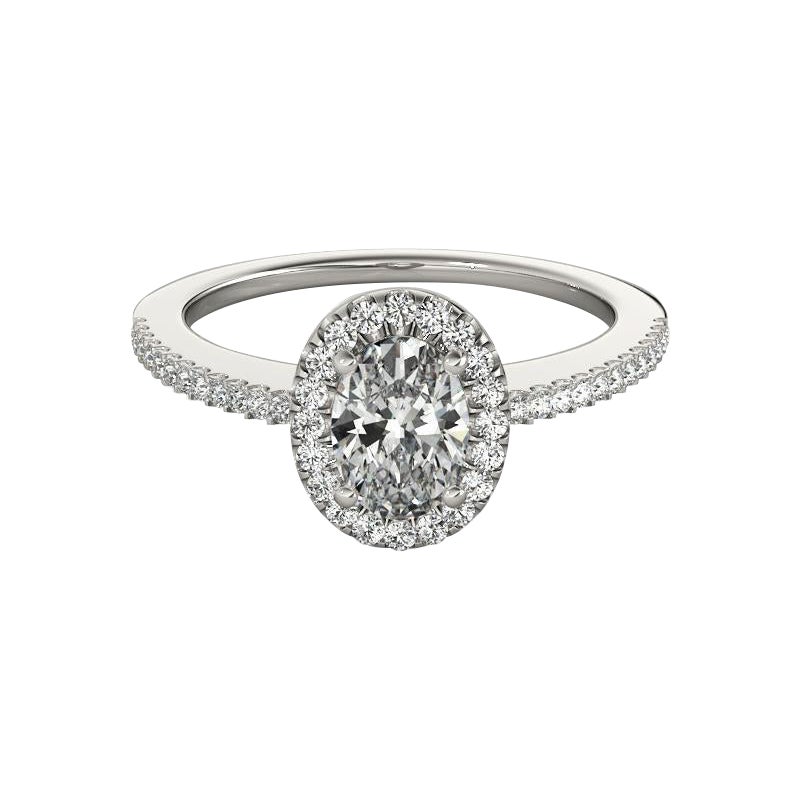 GIA Certified 1.81 Carat Oval Halo French Pave  Bague en diamant