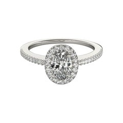 GIA Certified 1.81 Carat Oval Halo French Pave  Diamond Ring