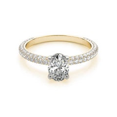 GIA zertifiziert 1,81 Karat Oval Solitär Pave 18K Gelbgold Diamantring
