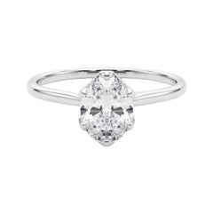 Anello con diamante solitario ovale Tulipano Rosa in platino certificato GIA da 1.81 carati