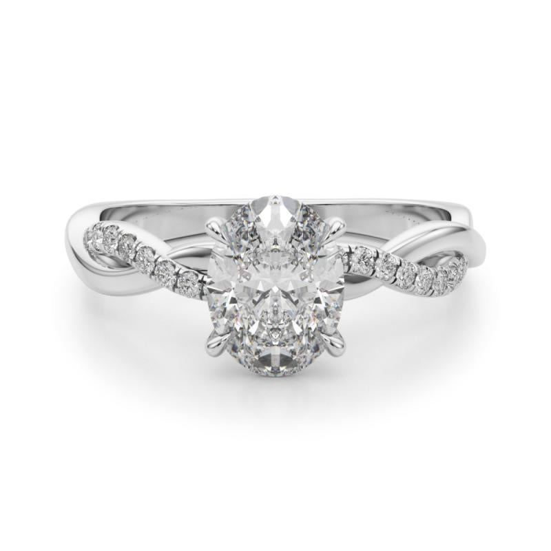 Anillo de diamantes de platino ovalado con engastado natural entrelazado certificado por GIA de 1.81 quilates en Nuevo estado para la venta en New York, NY