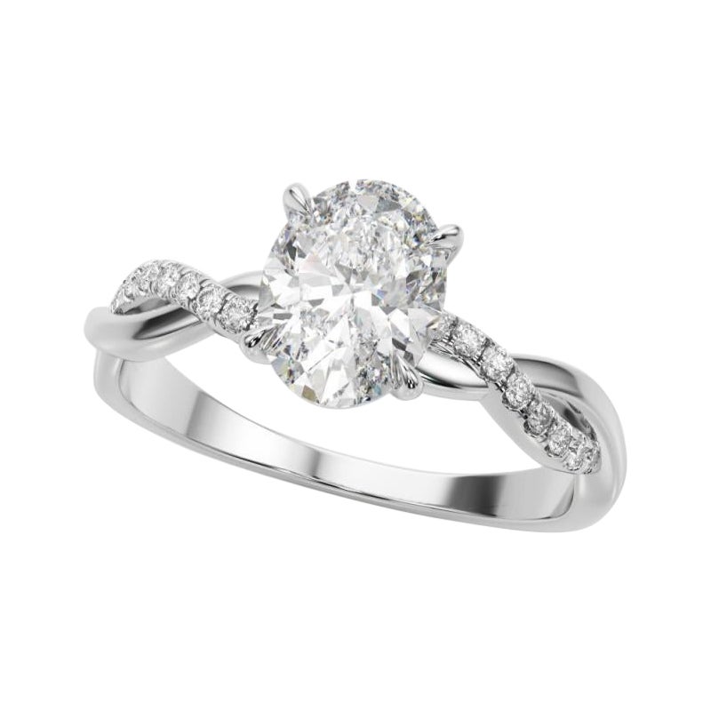 GIA Certified 1.81 Carat Pave Entwined Nature Band Oval Platinum Diamond Ring
