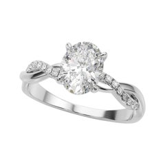 GIA Certified 1.81 Carat Pave Entwined Nature Band Oval Platinum Diamond Ring