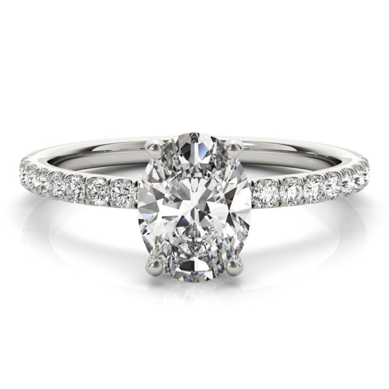 GIA Certified 1,81 Carat Pave Hidden Halo Oval 18K White Gold Diamond Ring