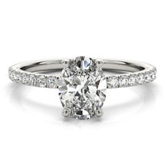 GIA Certified 1,81 Carat Pave Hidden Halo Oval 18K White Gold Diamond Ring