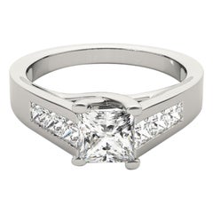 Bague en or blanc certifié GIA 1.81 carat Princess Channel Cathedral Diamond Ring