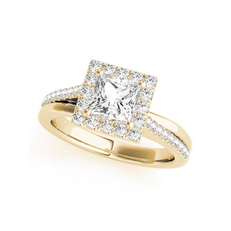 Taglio princess GIA Certified 1.81 Carat Princess Square Halo Modern Diamond Ring in vendita